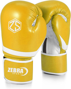 นวมชกมวยซีบร้า สปอร์ตส์ สำหรับการแข่งขันซานด้า มวยไทย MMA ฝึกซ้อมในยิม ขนาด 12 ออนซ์ วัสดุ PU ปิดแบบตีนตุ๊กแก - Product Image 1