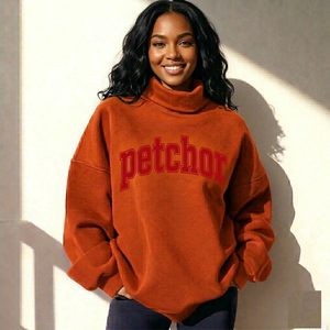 Oversized <b>Women</b> Turtleneck Terry Long Pullover Casual Autumn Relaxed Loose Fit Custom Printed Eco-Friendly Front Logo Street - Product Image 4