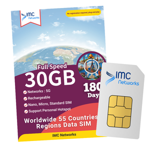 Kartu SIM Perjalanan Grosir Seluruh Dunia 55 Negara 180 Hari 30GB 4G 5G Paket Khusus 3-in-1 SIM Fisik / ESIM