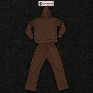 Conjunto Deportivo Marrón para Hombre, Sudadera con Cremallera Completa y Pantalones Jogger, Felpa Premium, Ropa Casual Urbana de Dos Piezas, Corte Holgado con Capucha - Product Image 5