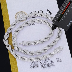 925 <b>Silver</b> Iced Out Link <b>Chain</b> Necklace Lab-Grown Certified Diamond Cuban Style Luxury Hip Hop Jewelry for <b>Men</b> Women - Product Image 1