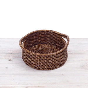 Plateau rond en rotin naturel tissé, écologique, rustique, pour le rangement et la décoration de la maison, du salon, de la chambre, de l'hôtel, OEM ODM - Product Image 2