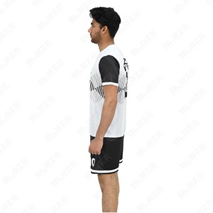 Blaze Men's Soccer Jersey Set White Black Geometric <b>Print</b> Short Sleeve Crew Neck Moisture Wicking Athletic Fit All Seasons - Product Image 2