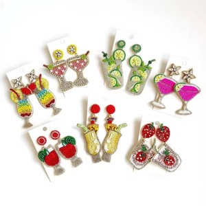 Pendientes de cóctel hechos a mano con cuentas, pendientes colgantes de cuentas de semillas para fiesta, ligeros, hechos a mano - Product Image 1