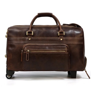 Custom Logo Genuine Leather Weekender Travel Duffel Bag Zipper Closure Durable Stylish Vintage Design Lightweight Outdoor - Product Image 6