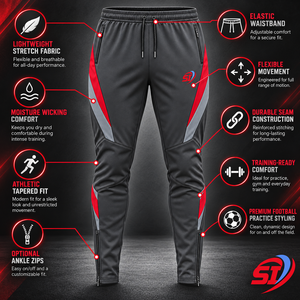 Custom Men's Football Training <b>Pants</b> <b>Spandex</b>/Cotton Quick Dry Drawstring Closure Mid Waist Lightweight Summer - Product Image 4