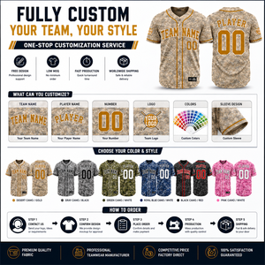 Camiseta de Béisbol con Camuflaje Personalizada, Nombre del Equipo y Número Personalizados, Uniforme con Botones, Fabricante OEM ODM - Product Image 5