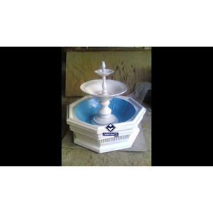 Fontaine d'eau à 2 niveaux en fibre de verre 2026, style traditionnel, peinte en blanc avec bassin bleu, autoportante, pour décoration de jardin extérieur - Product Image 6