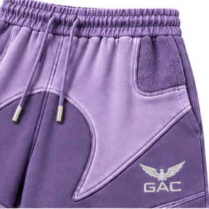 Ensemble sweat à capuche ample et pantalon de survêtement large unisexe violet texturé avec détails de panneaux, style streetwear décontracté, survêtement assorti, vente en gros - Product Image 5