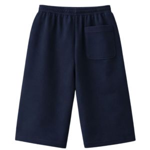 Heavyweight Navy Polo Sweatshirt and <b>Shorts</b> Set for Men Cotton Streetwear Sweatpants with Ribbed Collar Fashion Activewear Set - Product Image 4