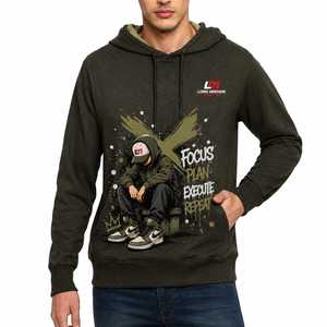 Sudadera con Capucha para Hombre, Color Sólido, 100% Algodón Tejido, Ropa Casual de Invierno, Diseño con Bolsillos, Corte Regular - Product Image 1