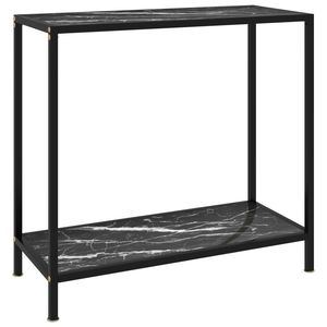 Table console en verre trempé noir et acier thermolaqué - Product Image 1
