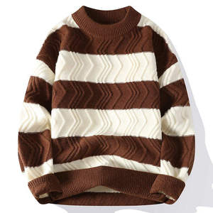 Pull en coton premium pour homme, tricot doux, manches longues, pour un style décontracté hivernal, confort quotidien et superposition - Product Image 1