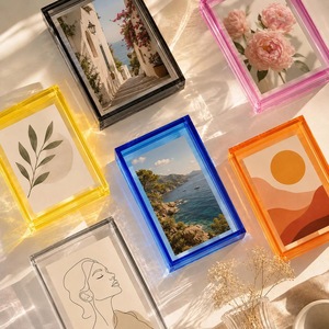 Cadre photo rectangulaire en acrylique transparent 4 couleurs, impression UV, incassable, étanche, sur pied, horizontal, pour table, moderne - Product Image 1