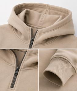 Sweat à capuche unisexe personnalisé surdimensionné à demi-zip 370g en Spandex/Coton écologique, avec poche, en molleton épais uni sur le devant - Product Image 5