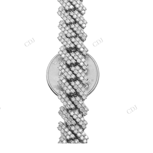 Cadena de eslabones cubanos Miami de 14 mm y 22 pulgadas, completamente engastada, chapada en oro, con moissanita VVS D, estilo hip-hop, de plata de ley 925, para hombre - Product Image 2