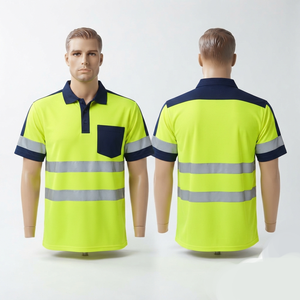 เสื้อเชิ้ตผ้าแคนวาสใยฝ้าย/ใยไผ่พรีเมียม 220 GSM สีเขียวมะนาวกรมท่า ตำแหน่งโลโก้ด้านหน้า ป้องกันรังสียูวี ระบายอากาศได้ดี แห้งเร็ว คอกลม - Product Image 1