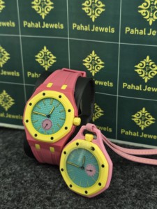 Pink Yellow Round Quartz <b>Watch</b> with Plastic Band Analog Display Vintage Eco-Friendly Unisex Fashion Style 40mm Dial - Product Image 4