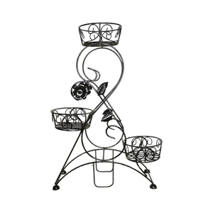 Soporte de Metal de 2 Niveles para Plantas, Estante Alto de Hierro para Macetas, Acabado Negro con Recubrimiento en Polvo, Estante de Exhibición para Jardín Interior y Exterior - Product Image 6