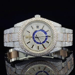 Relojes de Moda Personalizados de Hip Hop, de Acero Inoxidable, con Esfera de 6 mm y 41 mm, Escala Mixta, Moissanita, Totalmente Automáticos, Redondos, en Tono Rosa - Product Image 3