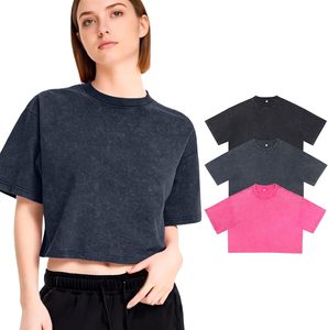 เสื้อครอปท็อปผู้หญิงสีม่วง คอกลม แขนสั้น ทรงโอเวอร์ไซส์ หลวม สีพื้น ลายมัดย้อม ผ้าถัก ทอแบบ OEM สำหรับฤดูใบไม้ผลิและฤดูร้อน สไตล์ลำลอง - Product Image 6