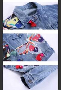 OEM Women's Washed Denim <b>Jacket</b> Regular Fit Button Up <b>Rhinestone</b> Print Casual Fall Coat Custom Wholesale OEM ODM - Product Image 3