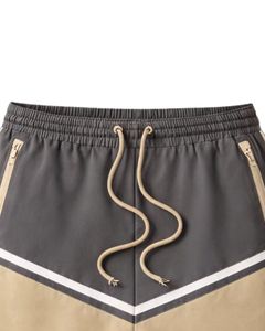 Shorts décontractés pour hommes gris anthracite et kaki à blocs de couleur, avec cordon de serrage, poches zippées, séchage rapide, confortables, pour l'été et le sport - Product Image 5