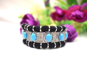 Handcrafted 18K Solid Gold Rhodium Plated Multi <b>Gemstone</b> & Zircon Diamond Trendy <b>Bracelet</b> for Wedding & Party Occasions - Product Image 6