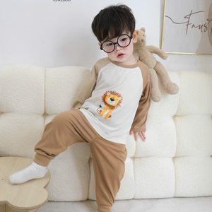 Conjunto de Invierno de Algodón Cómodo para Niños, Camisas de Manga Larga, Pantalones Holgados, Diseño de Dibujos Animados, Ropa Informal para el Hogar, Ropa para Niños Pequeños - Product Image 1