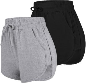 Nouveaux shorts tricotés unis pour femme, taille mi-haute, avec cordon de serrage et poches, coupe décontractée, séchage rapide, écologiques, infroissables et élastiques - Product Image 6