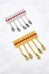 Peineta de Pelo Vintage Chapada en Oro Hecha a Mano, Ecológica, Impermeable, Elegante y a la Moda, con Carcasa de Aleación, Mini Piedras Rojas, Flores, Animales y Borlas - Product Image 3