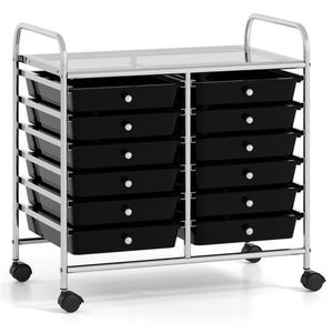 Carrello Portaoggetti a 2 File e 10 Piani con 12 Cassetti Rimovibili Multicolore, 4 Ruote (2 con Freno), Armadietto da Cucina per Conservazione Alimenti - Product Image 2