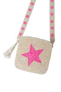 Sac bandoulière en toile avec pompon, sac à main pour femme, sac messager personnalisé avec alphabet, fait main avec perles de rocaille - Product Image 3