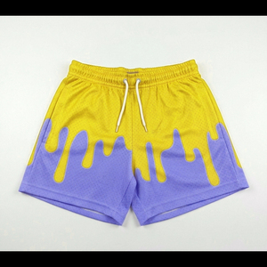 Servicio OEM al por mayor: Pantalones cortos de malla transpirables 100% poliéster para hombre con estampado personalizado de helado goteando - Product Image 3