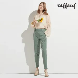 กางเกงทรงหลวมเข้ารูปของผู้หญิง lapof ผ้าฝ้ายผสมสีมิ้นท์ - Product Image 1