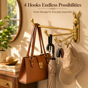 Decorative Rabbit Brass Foldable Wall <b>Hook</b> Vintage Wall Mounted Swivel Coat <b>Hook</b> Heavy Duty Key <b>Towel</b> Bag Hanger Home Organizer - Product Image 2