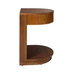 Modern Solid Wood Nightstand with Fluted Drawer Minimalist Bedroom Side <b>Table</b> <b>Walnut</b> Finish - Product Image 3
