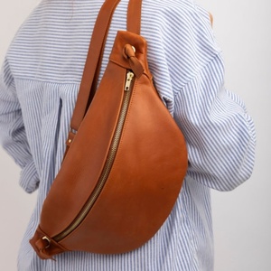 Camel Genuine Leather Belt Bag for Women Vintage Crossbody Chest Sling Bag with <b>Adjustable</b> <b>Strap</b> Bulk order - Product Image 2