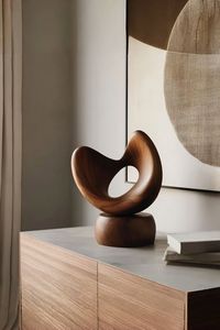 Sculpture de table en bois moderne, artisanale, irrégulière, pièce d'art décorative, inspirée de la nature, décoration intérieure - Product Image 3