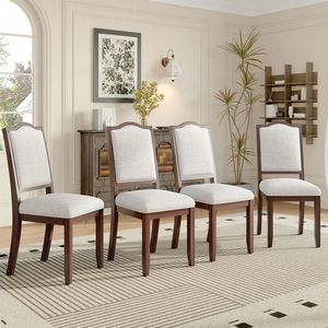 Juego de 4 Sillas de Comedor Modernas Estilo Farmhouse con Respaldo Alto y Tapizado, Asientos Cómodos para Cocina y Dormitorio - Product Image 3