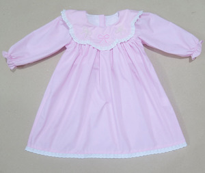Robe bulle rose pour filles, mini-robe de bal écologique à manches bouffantes avec nœud orné de perles, respirante, 100 % coton - Product Image 3