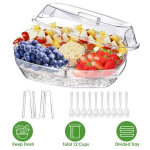 Fruit & Veggie Serving Tray for Chilled Appetizers Shrimp Cocktail Party Buffet-Cold Food Server Dish - Product Image 1