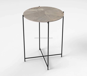 Azora Industries-Mesa auxiliar superior de aluminio antiguo con patas redondas para sala de estar o dormitorio, sencilla pero elegante para el hogar - Product Image 3