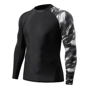 Camiseta de Compresión Deportiva Larga para Hombre con Protección Solar, Logotipo Personalizado Impreso, Protección UV, para MMA, BJJ y Surf, Sublimada - Product Image 1