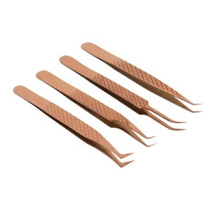 Pince à épiler d'extension de cils Pince à épiler à pointe en fibre dorée Pince à épiler d'extension de cils de volume avec embouts de préhension - Product Image 2