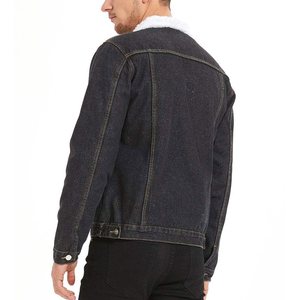 Autumn Winter Men's <b>Cropped</b> <b>Denim</b> <b>Jacket</b> with Zipper Stand Collar Customized Logo-Solid Outerwear with OEM Service and Pockets - Product Image 3