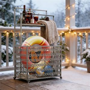 Armadio Grigio Misto con Scaffale per Esterni, Porta Galleggianti per Piscina e Porta Asciugamani - Product Image 1