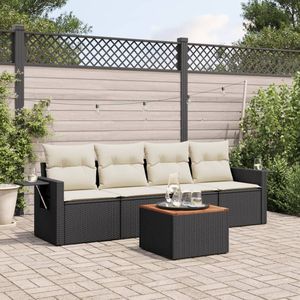 Conjunto de Sofás de Jardín en Negro y Crema - Product Image 1