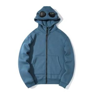 Sweat-shirt à capuche bleu pour homme, coupe classique, couleur unie, en molleton de coton, décontracté, pour l'automne, avec poche - Product Image 1