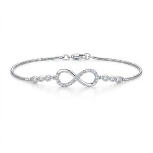 Rose Gold <b>Infinity</b> <b>Bracelet</b> with Radiant Cut Lab Grown Diamonds 18K Gold Plated Women's Trendy Jewelry for Everyday Wear - Product Image 2